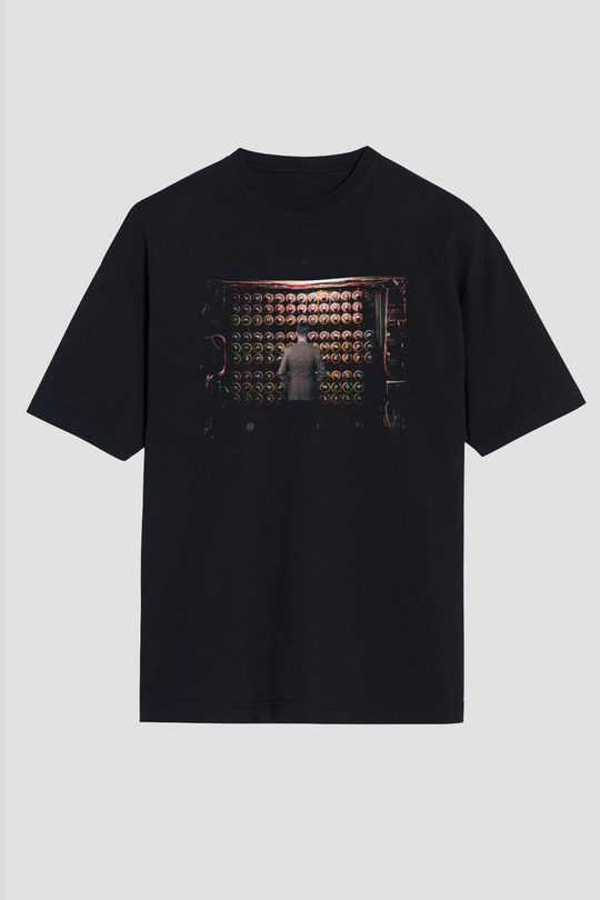 Unisex Enigma (The Imitation Game) Baskılı Siyah Oversize T-shirt
