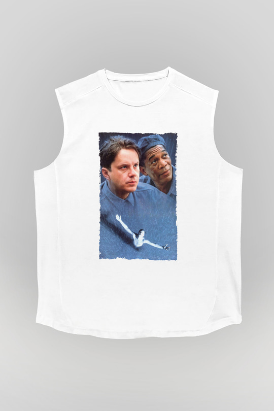 Unisex Esaretin Bedeli (The Shawshank Redemption) Baskılı Beyaz Kolsuz Tişört