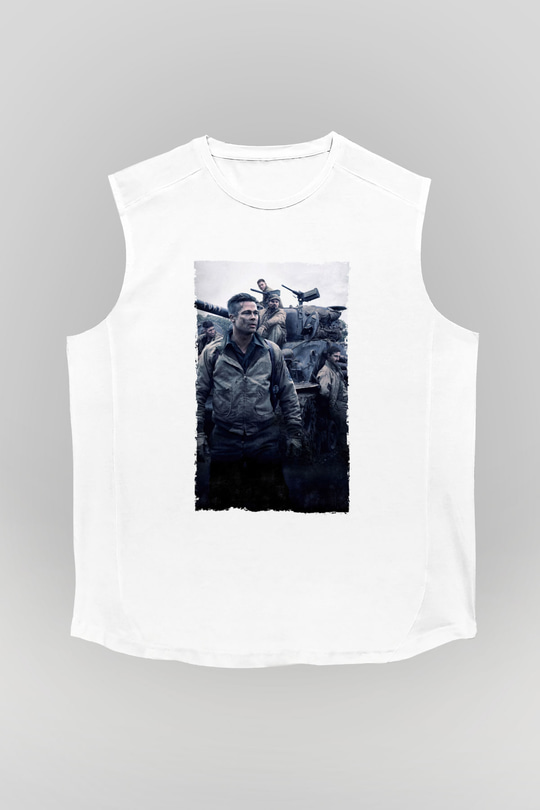 Unisex Fury Baskılı Beyaz Kolsuz Tshirt
