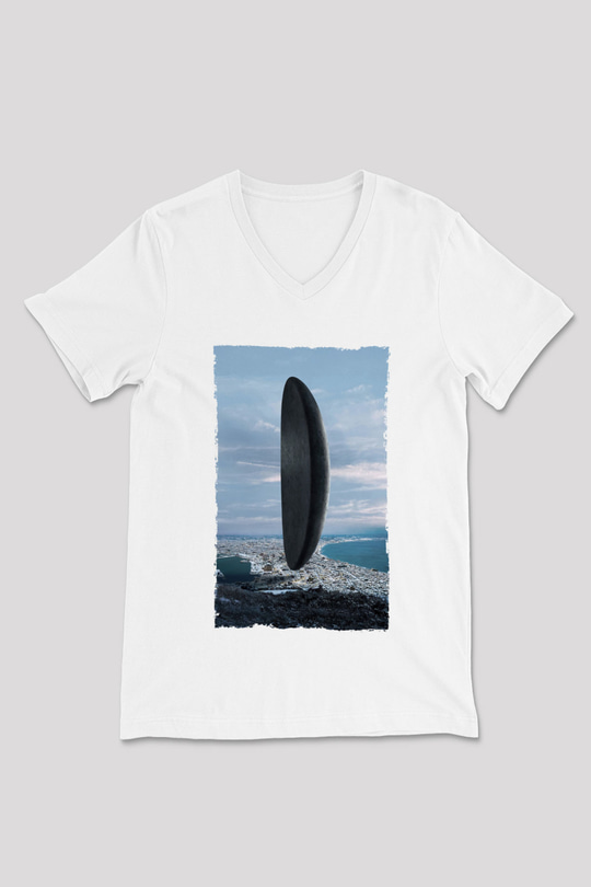 Unisex Geliş Arrival Baskılı Beyaz V Yaka Tshirt