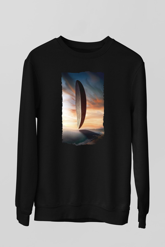 Unisex Geliş (Arrival) Baskılı Siyah Sweatshirt