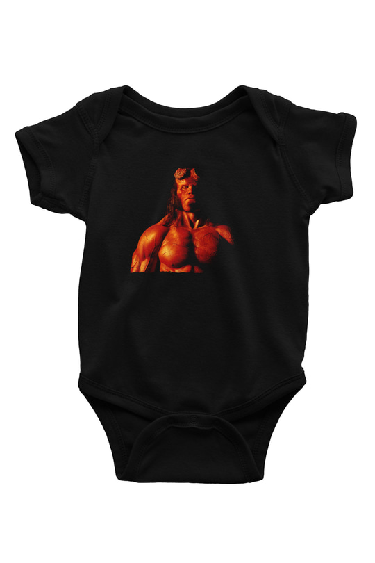 Unisex Hellboy Baskılı Siyah Bebek Body - Zıbın