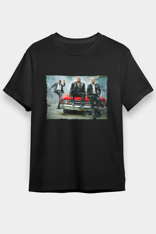 Unisex Hızlı ve Öfkeli Hobbs ve Shaw (Hobbs & Shaw) Baskılı Siyah T-Shirt