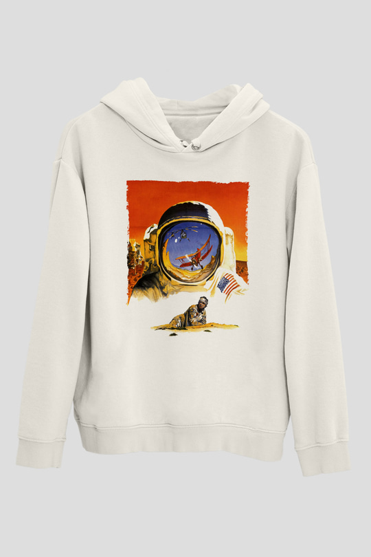 Unisex Hükmedenler - Capricorn Baskılı Beyaz Kapüşonlu Sweatshirt