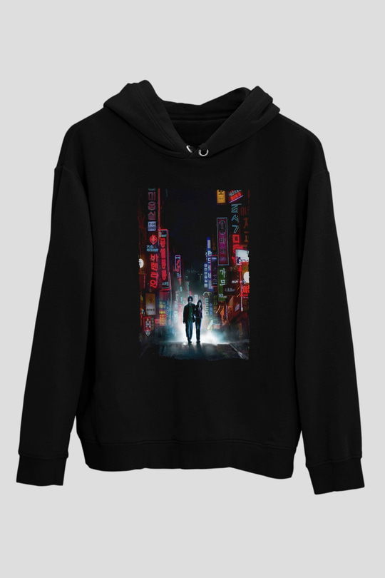 Unisex İhtiyar Delikanlı (Oldboy) Baskılı Siyah Kapüşonlu Sweatshirt