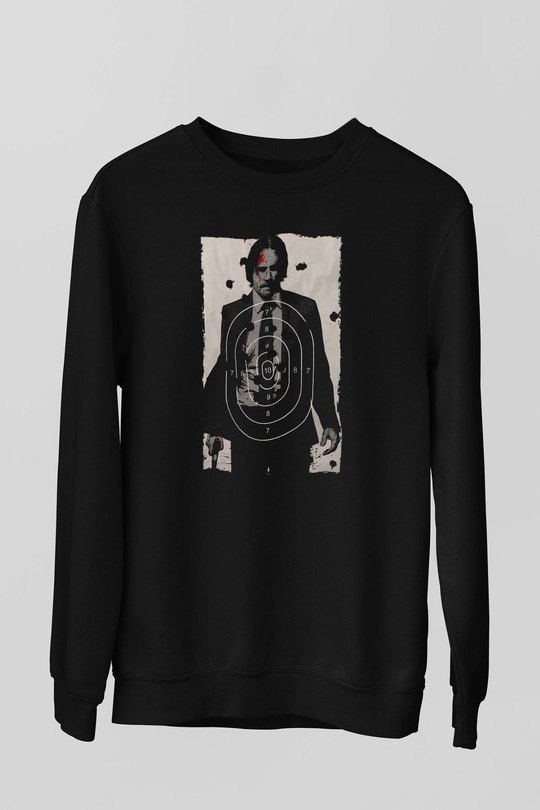 Unisex John Wick Baskılı Siyah Unisex Sweatshirt