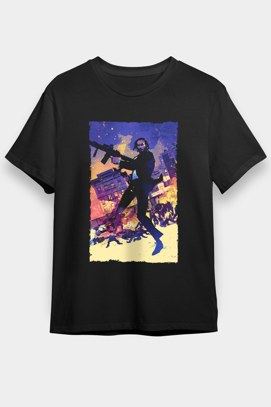 Unisex John Wick Baskılı Siyah Unisex Tişört