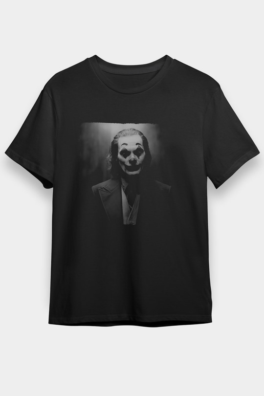 Unisex Joker Baskılı Siyah Tişört