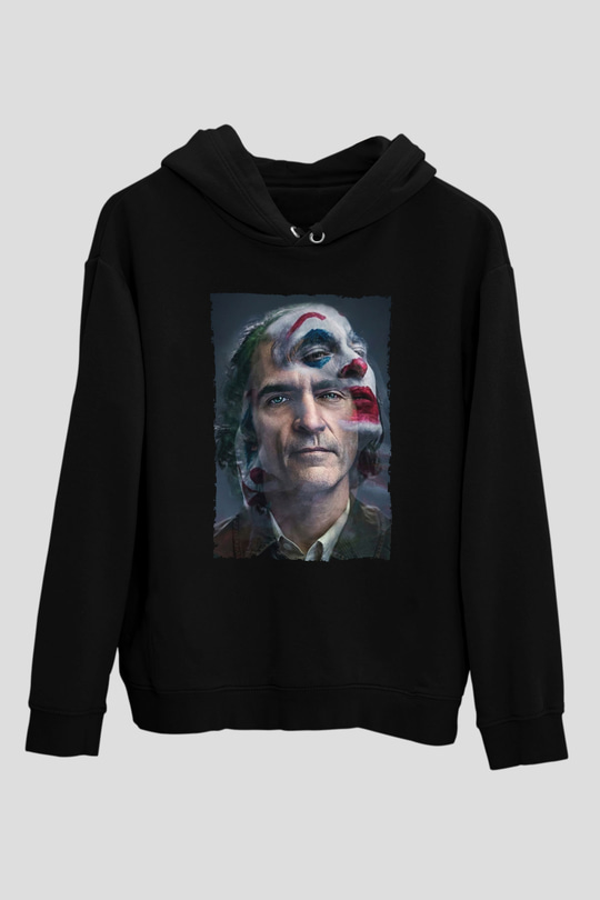 Unisex Joker Siyah Kapüşonlu Sweatshirt