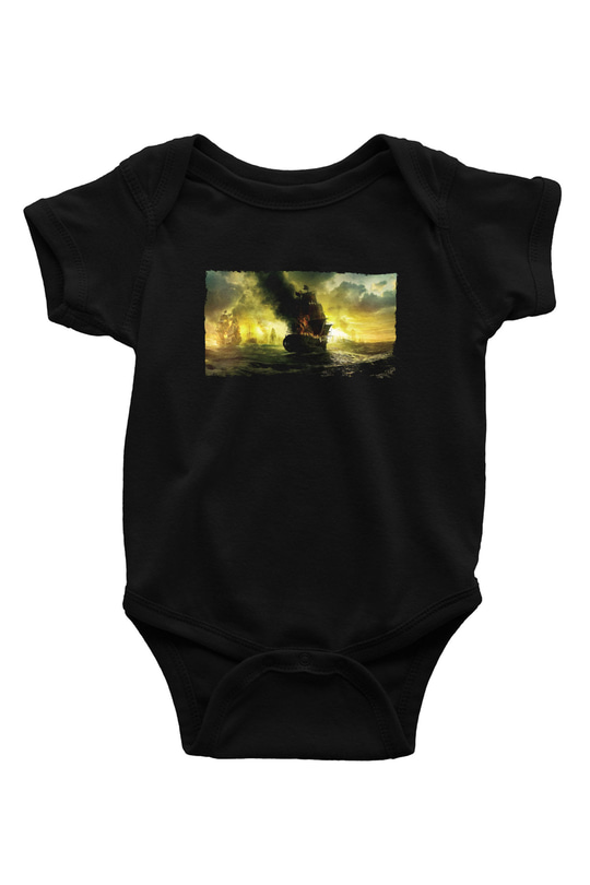 Unisex Karayip Korsanları Gizemli Denizlerde (Pirates of the Caribbean On Stranger Tides) Baskılı Siyah Çocuk Unisex Tişört
