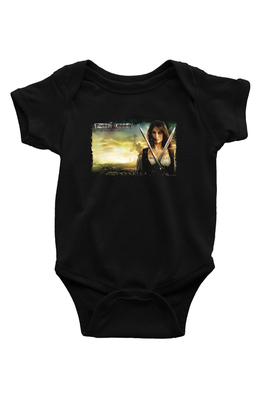 Unisex Karayip Korsanları Gizemli Denizlerde (Pirates of the Caribbean On Stranger Tides) Baskılı Siyah Bebek Body - Zıbın