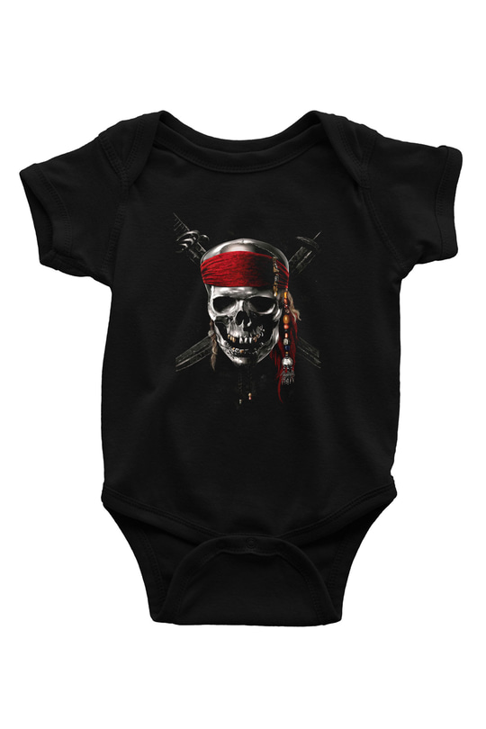 Unisex Karayip Korsanları (Pirates of the Caribbean) Baskılı Siyah Çocuk Unisex T-Shirt