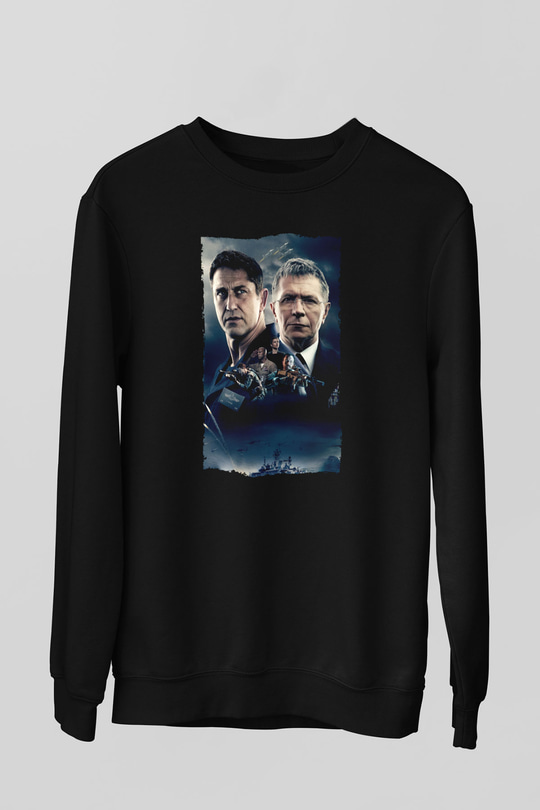 Unisex Katil Avcısı (Hunter Killer) Baskılı Siyah Sweatshirt