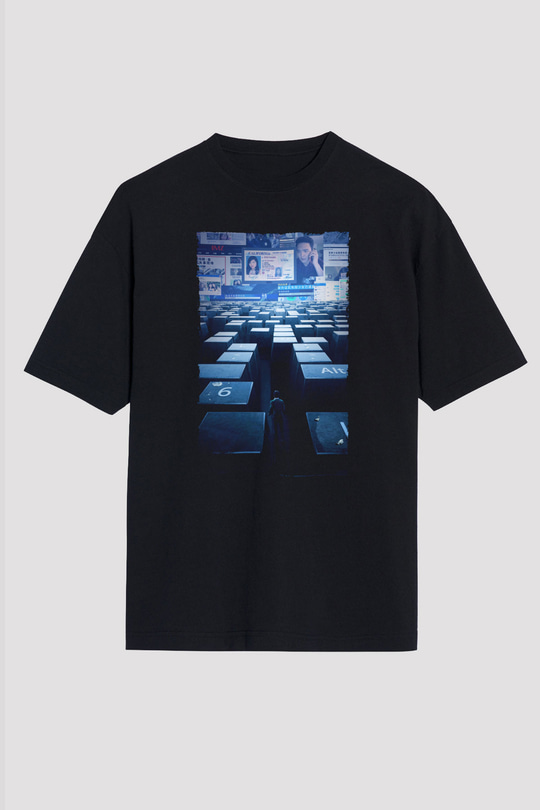 Unisex Kayıp Aranıyor (Searching) Baskılı Siyah Oversize Tshirt