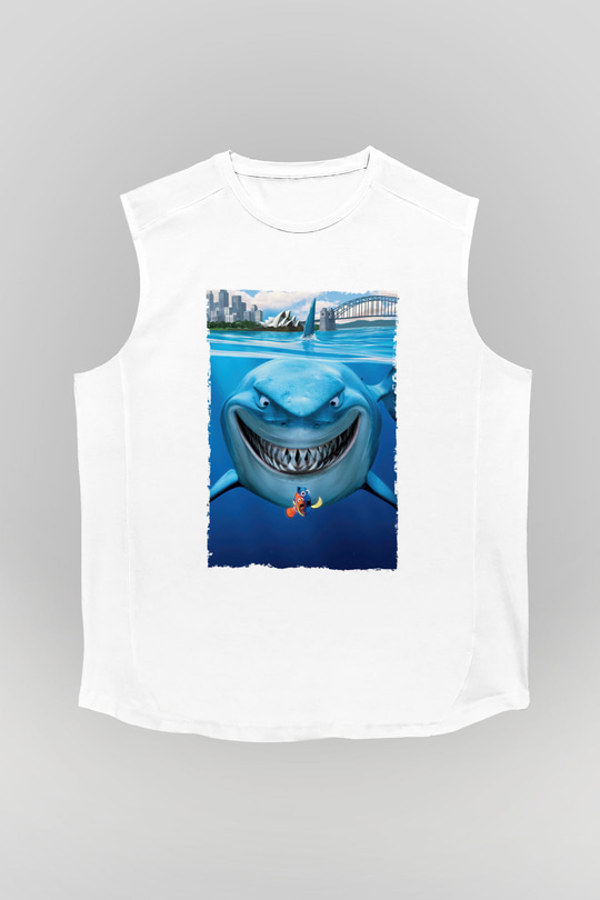 Unisex Kayıp Balık Nemo (Finding Nemo) Baskılı Beyaz Kolsuz T-shirt