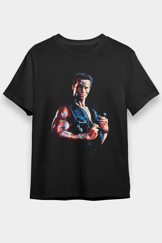 Unisex Komando (Commando) Baskılı Siyah Tshirt