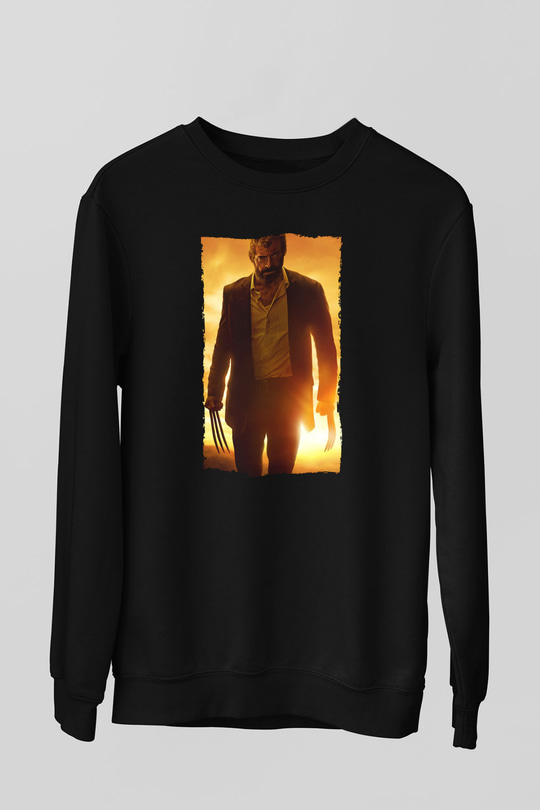 Unisex Logan Baskılı Siyah Sweatshirt