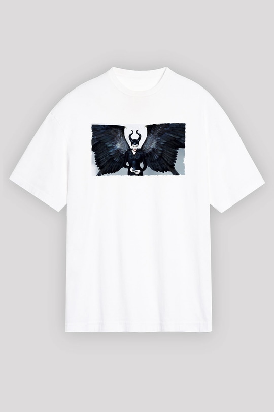 Unisex Malefiz (Maleficent) Baskılı Beyaz Oversize Tişört