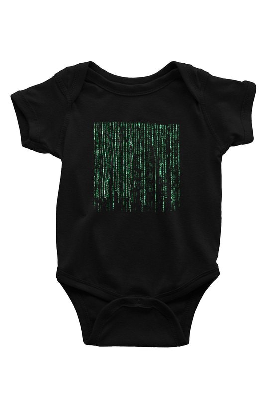 Unisex Matrix Baskılı Siyah Bebek Body - Zıbın
