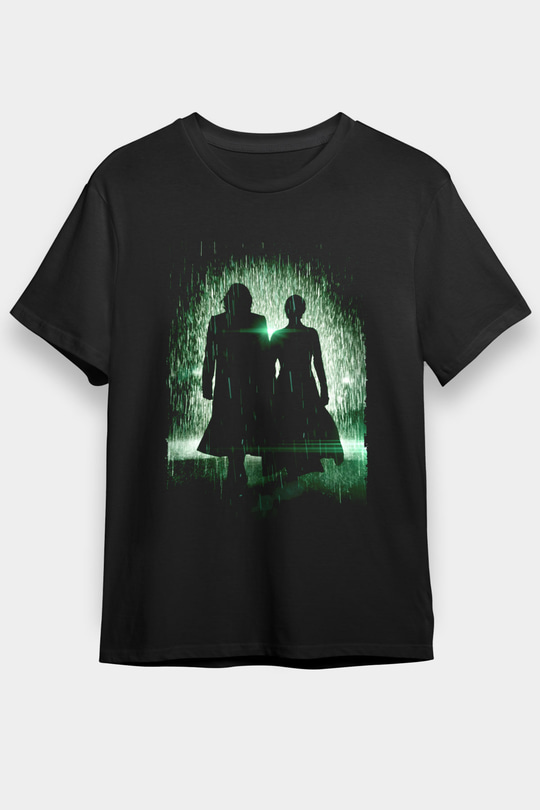 Unisex Matrix Baskılı Siyah Tshirt