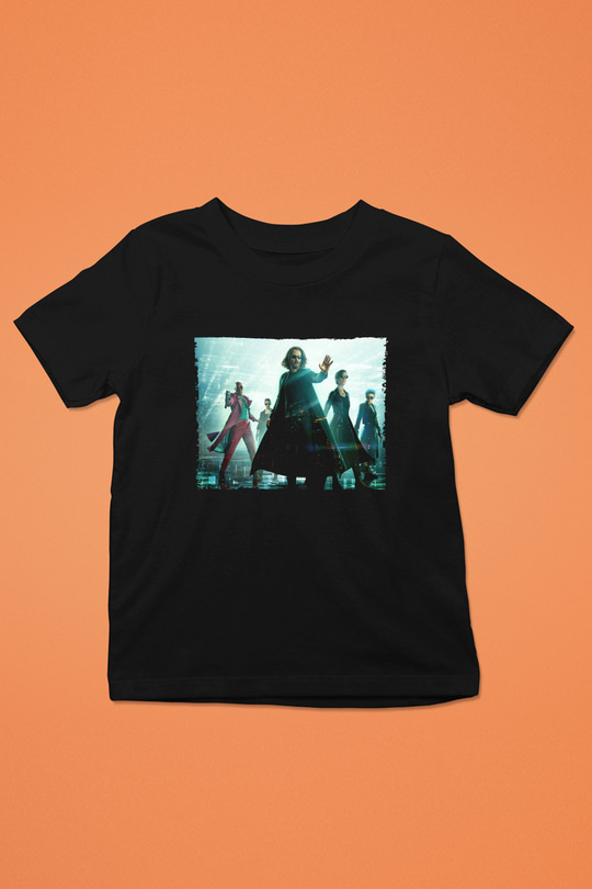 Unisex Matrix (The Matrix) Baskılı Siyah Çocuk Tshirt
