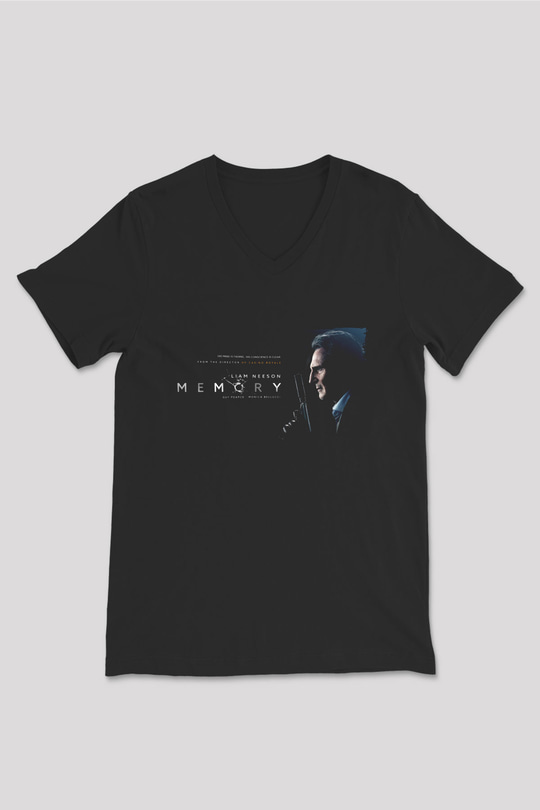 Unisex Memory Baskılı Siyah V Yaka Tshirt