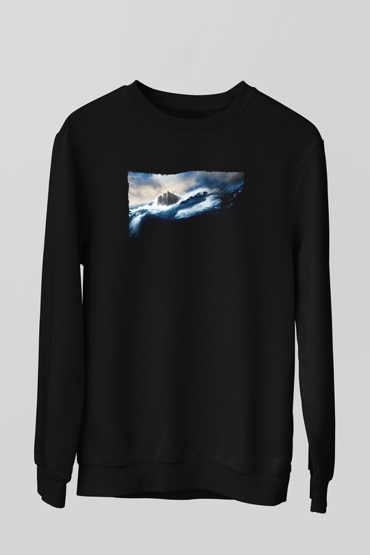 Unisex Nuh (Noah) Baskılı Siyah Sweatshirt
