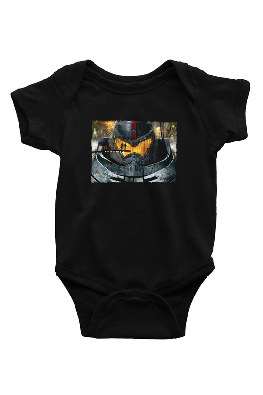 Unisex Pasifik Savaşı (Pacific Rim) Baskılı Siyah Bebek Body - Zıbın