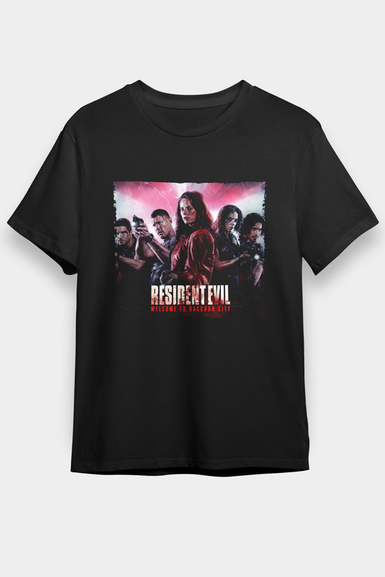 Unisex Resident Evil Raccoon Şehri (Resident Evil Welcome to Raccoon City) Baskılı Siyah Tişört