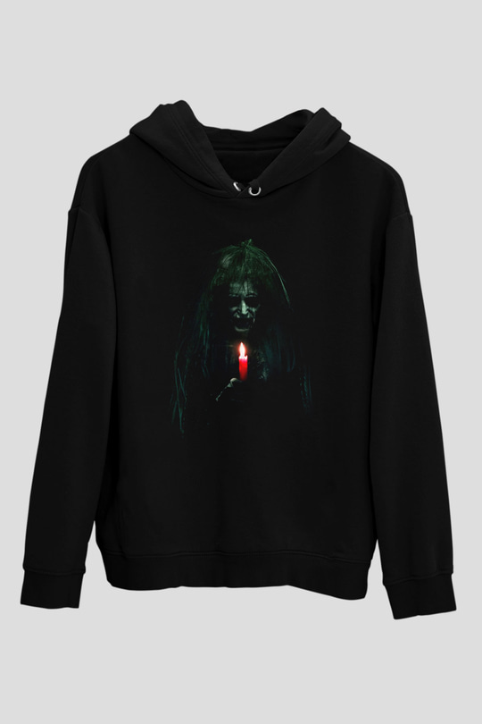 Unisex Ruhlar Bölgesi (Insidious) Baskılı Siyah Kapüşonlu Sweatshirt
