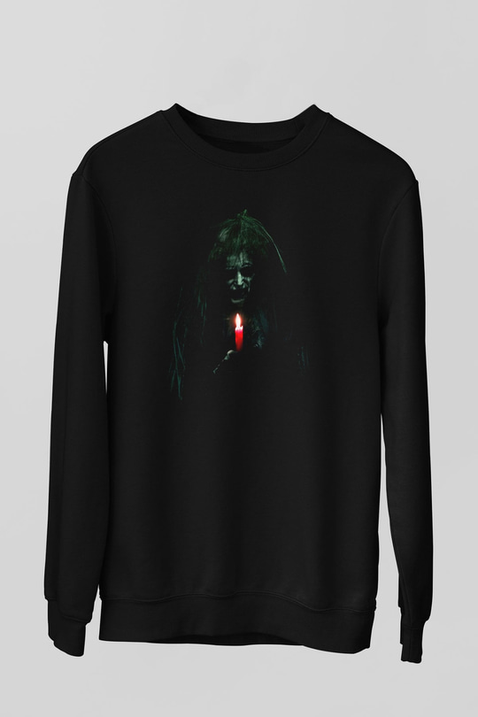 Unisex Ruhlar Bölgesi (Insidious) Baskılı Siyah Sweatshirt