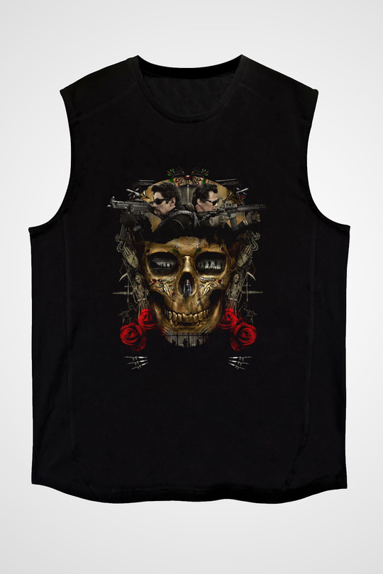 Unisex Sicario Day of the Soldado Baskılı Siyah Kolsuz T-shirt