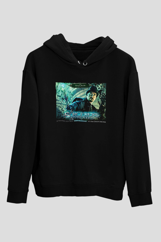 Unisex Sihirbazın Çırağı (The Sorcerer's Apprentice) Baskılı Siyah Unisex Kapüşonlu Sweatshirt