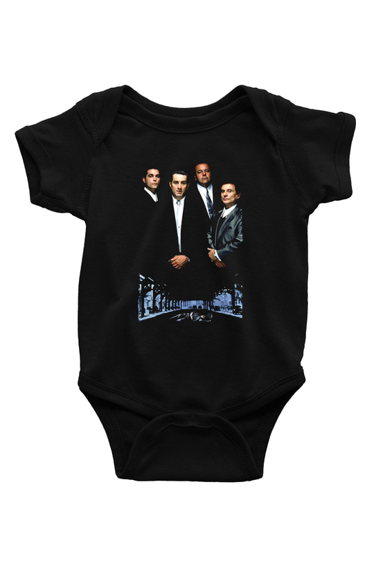 Unisex Sıkı Dostlar (Goodfellas) Baskılı Siyah Bebek Body - Zıbın