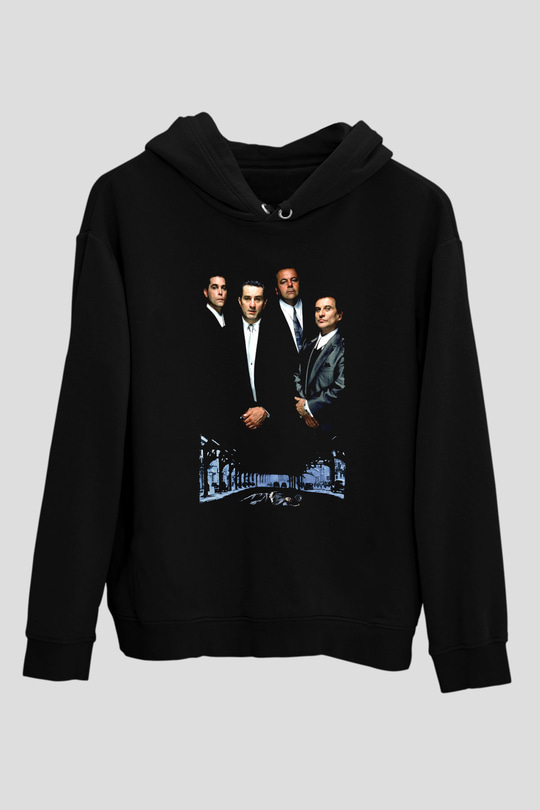 Unisex Sıkı Dostlar (Goodfellas) Baskılı Siyah Kapüşonlu Sweatshirt