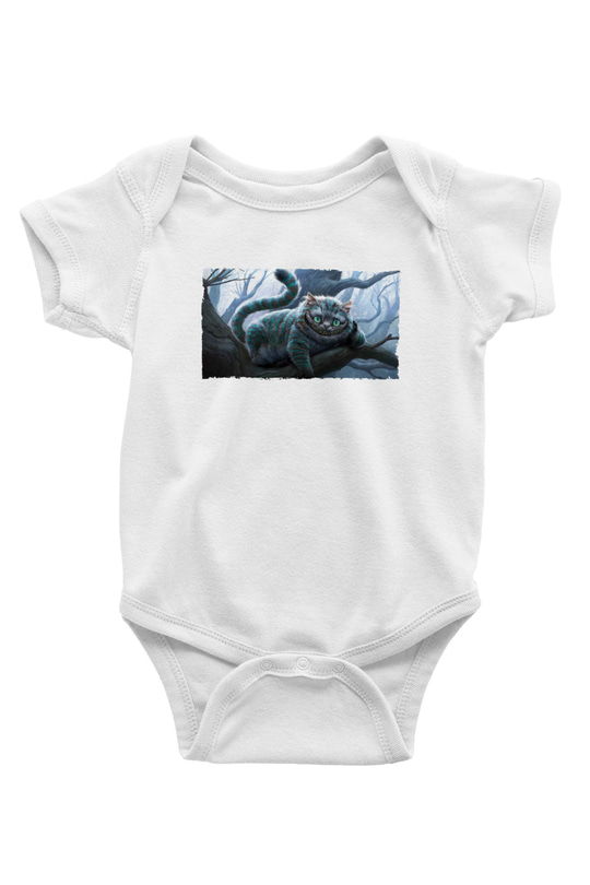 Unisex Sırıtan Kedi - Cheshire Cat Baskılı Bebek Body - Zıbın