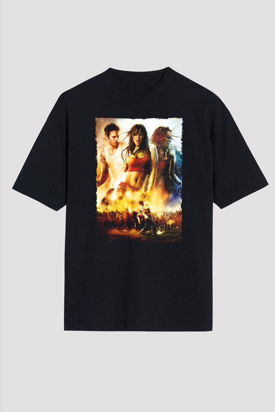 Unisex Sokak Dansı (Step Up 2 The Streets) Baskılı Siyah Oversize Tshirt