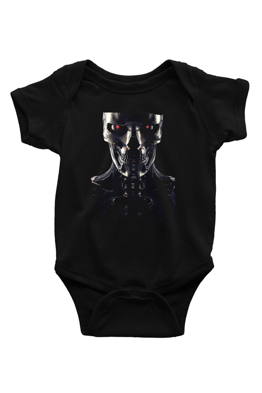 Unisex Terminatör Kara Kader (Terminator Dark Fate) Baskılı Siyah Bebek Body - Zıbın