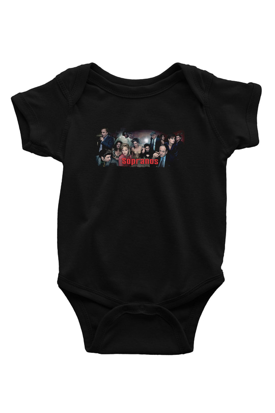Unisex The Sopranos Baskılı Siyah Bebek Body - Zıbın