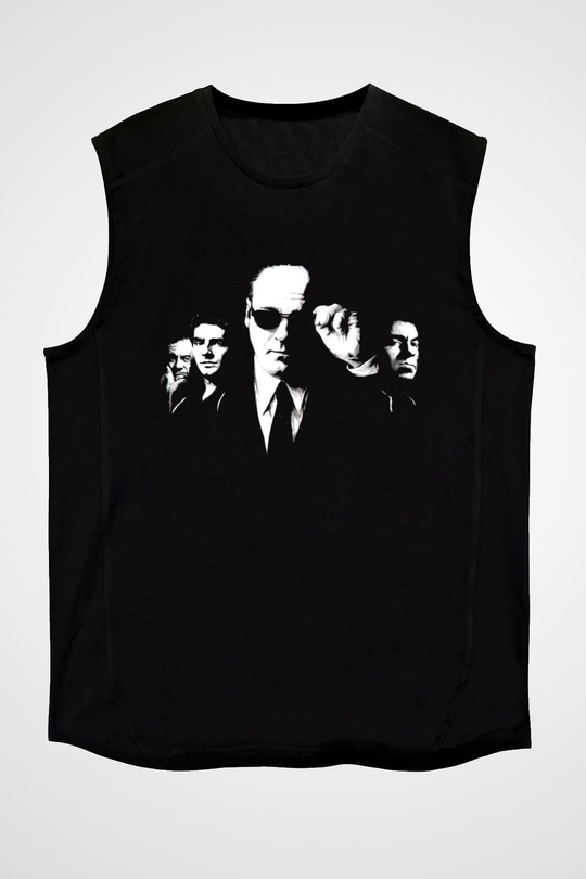 Unisex The Sopranos Baskılı Siyah Unisex Kolsuz T-shirt