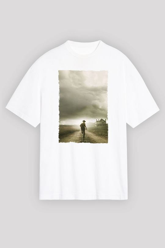 Unisex The Walking Dead Baskılı Beyaz Oversize Tişört