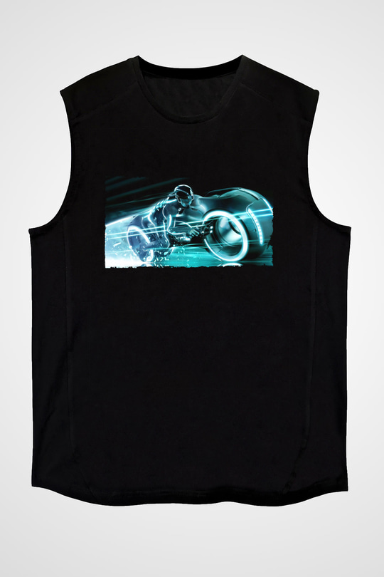 Unisex TRON Legacy Baskılı Siyah Kolsuz Tişört