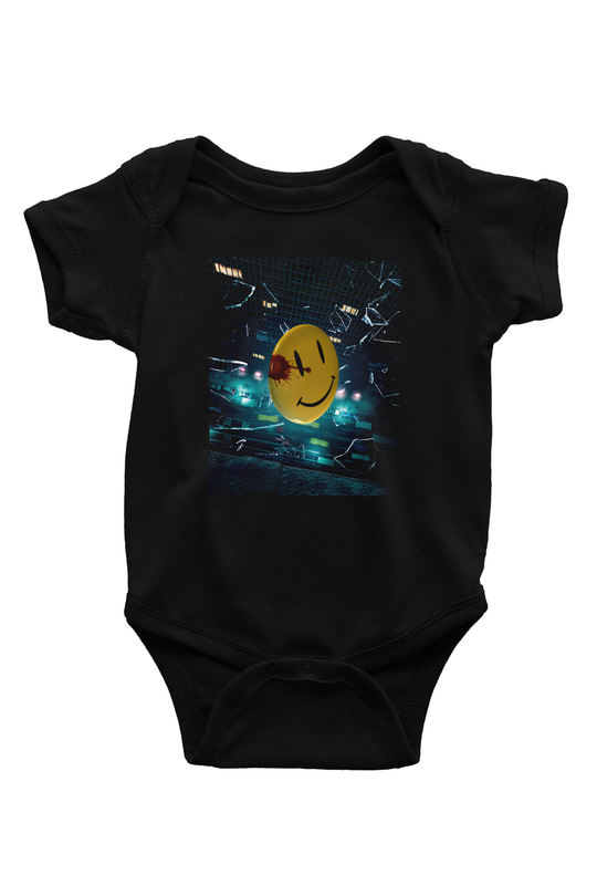 Unisex Watchmen Baskılı Siyah Bebek Body - Zıbın