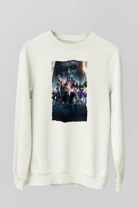 Unisex X-Men Apocalypse Baskılı Beyaz Sweatshirt