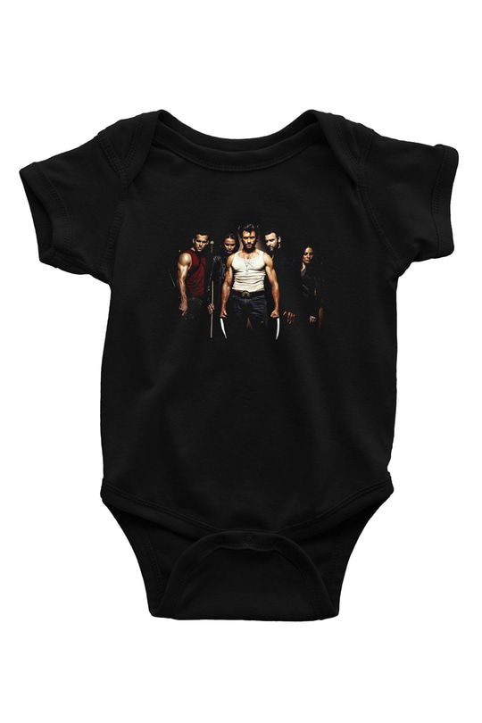 Unisex X-Men Başlangıç Wolverine (X-Men Origins Wolverine) Baskılı Siyah Bebek Body - Zıbın