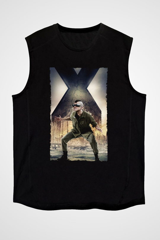 Unisex X-Men Days of Future Past Baskılı Siyah Kolsuz Tişört