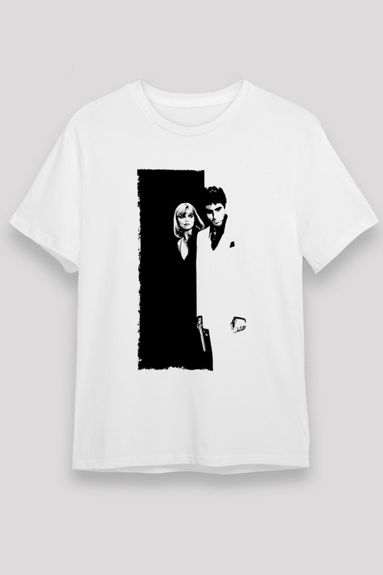 Unisex Yaralı Yüz (Scarface) Baskılı Beyaz Tshirt