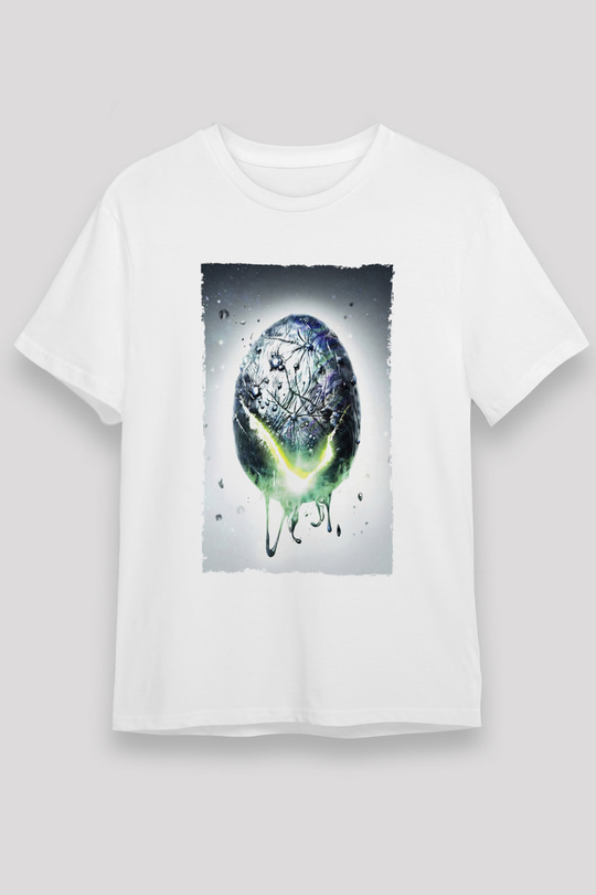 Unisex Yaratık - Alien Baskılı Beyaz Tshirt