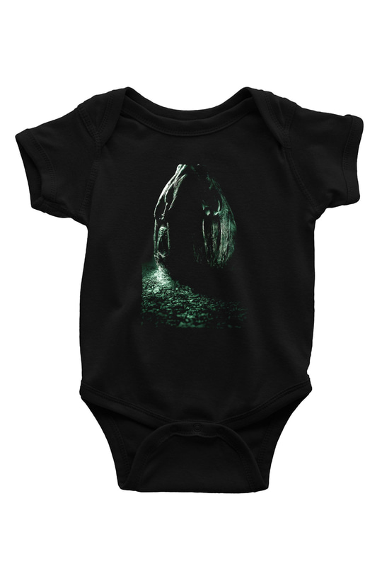 Unisex Yaratık (Alien) Baskılı Siyah Çocuk Unisex Tshirt