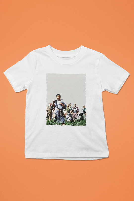 Unisex Yedi Samuray (Seven Samurai) Baskılı Beyaz Çocuk Tişört